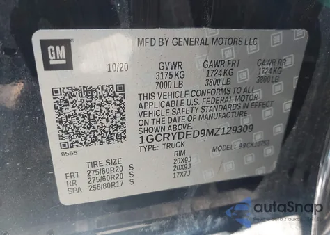 2021 Chevrolet Silverado 1500 4Wd Double Cab Standard Bed Lt from USA, damaged, VIN 1GCRYDED9MZ129309